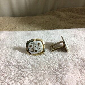 Gold and White Star Enamel Cuff Links - Classic Men's Accessory